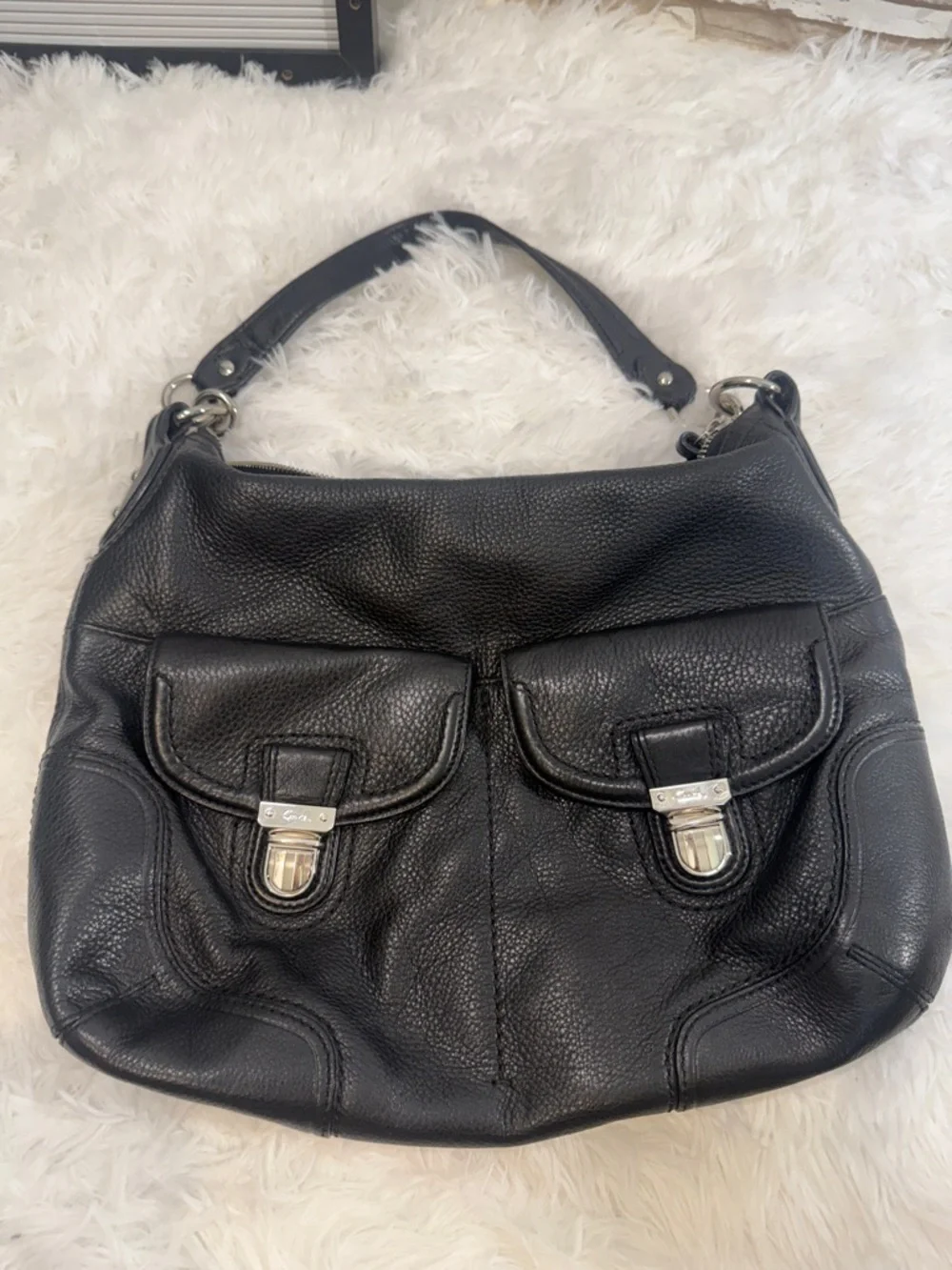 COACH Poppy Avery Pebbled Black Leather Boho Shoulder Bag - Picture 13 of 16